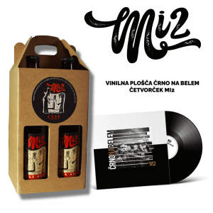 Paket Mi2: Vinilna plošča Črno na belem in četvorček MI2